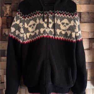 Obey Black Fair Isle Knit Hoodie Sweater